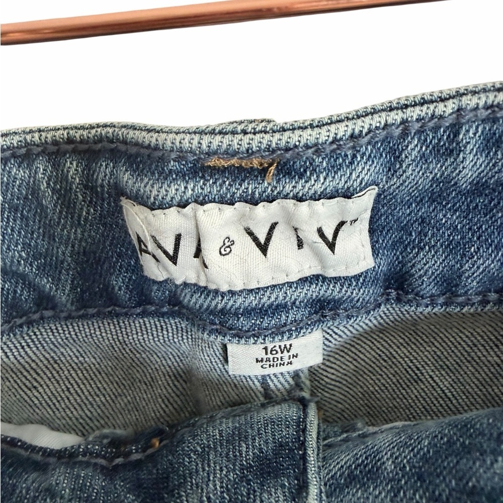 Ava & Viv Women's Distressed Blue Denim Shorts - Picture 4 of 4